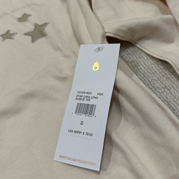 NWT Spritual Gangster Star Cara Long Sleeve Tee White Sand Color - Picture 7 of 8